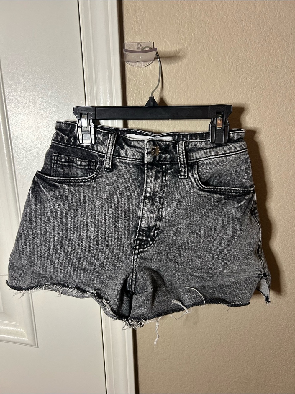 Hollister Black Acid-Wash High-Rise Denim Shorts